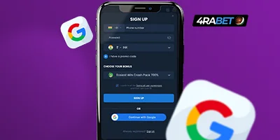 4rabet खाता साइन अप करें, Google के साथ पंजीकरण करें